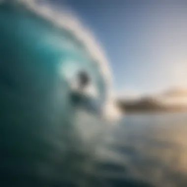 Surfers riding the waves at a prime surf spot on Union Island