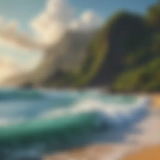 Vibrant Hawaiian landscape depicted in a vintage travel poster