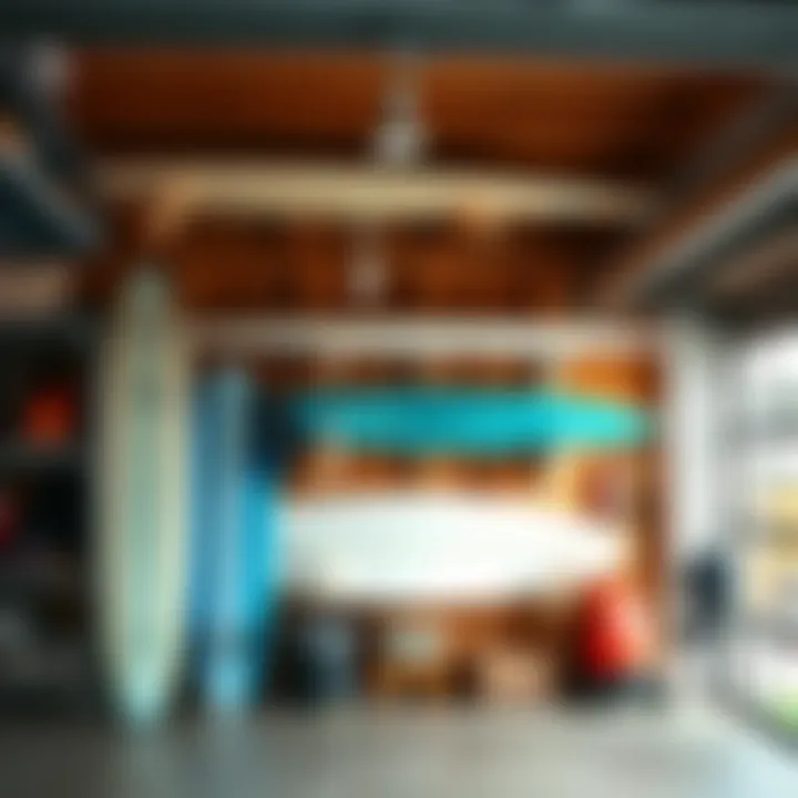 Aesthetic Integration in Modern Garage Aesthetic integration of surfboard racks in a modern garage