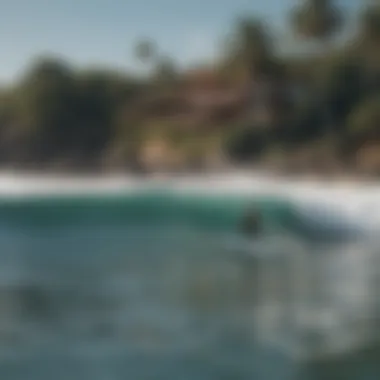 Group of surfers taking a lesson at Zicatela, highlighting the local surf school