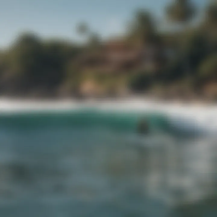 Group of surfers taking a lesson at Zicatela, highlighting the local surf school