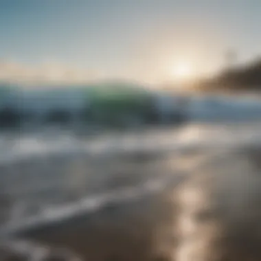 A stunning view of Zicatela beach with surfers riding the waves