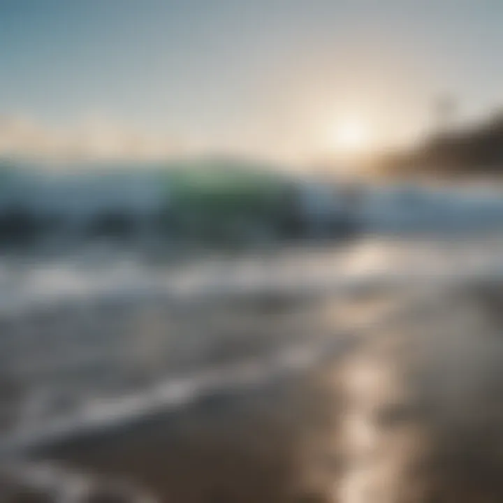 A stunning view of Zicatela beach with surfers riding the waves