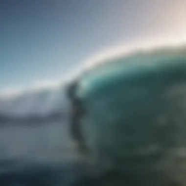 A surfer riding an extra long longboard on a picturesque wave, highlighting performance in action.