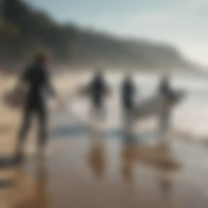 Community members participating in a beach clean-up