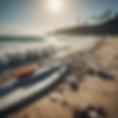 Plastic debris on a beach affecting marine life