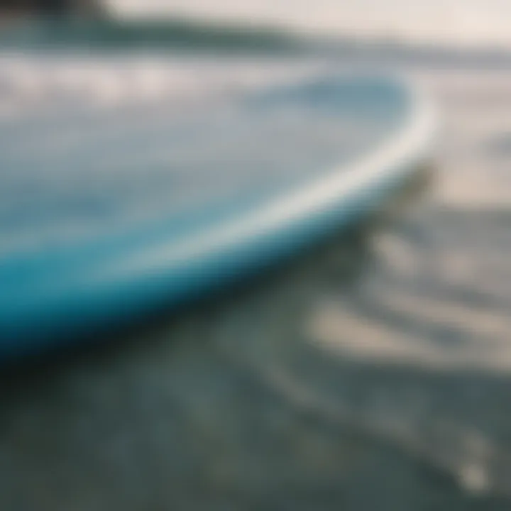 Close-up of an inflatable paddle board showcasing its texture and material