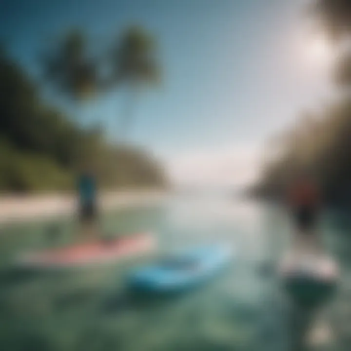 Different sizes of inflatable paddle boards side by side