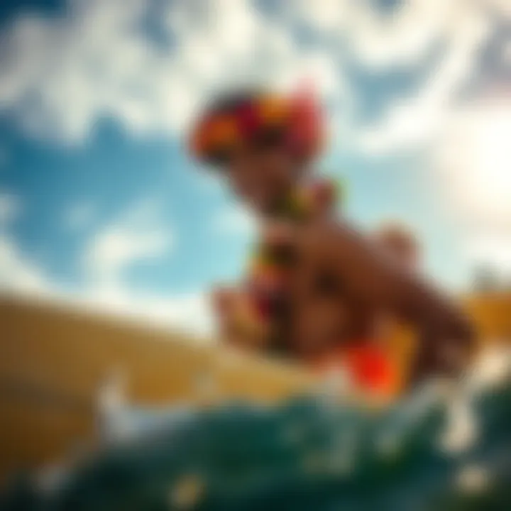 A vibrant scene of surfers embodying the spirit of Hawaiian Lula