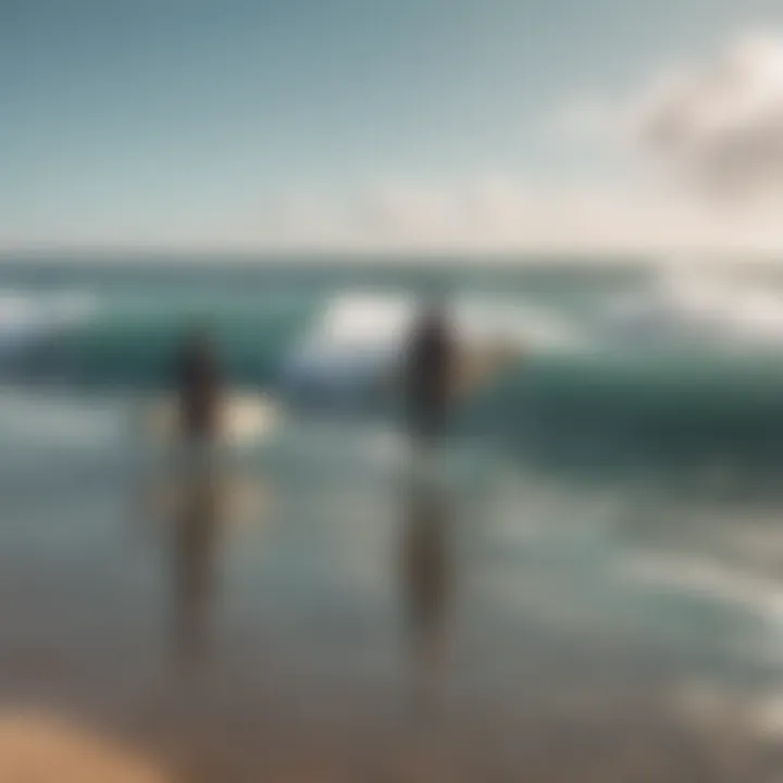 Group of surfers discussing techniques