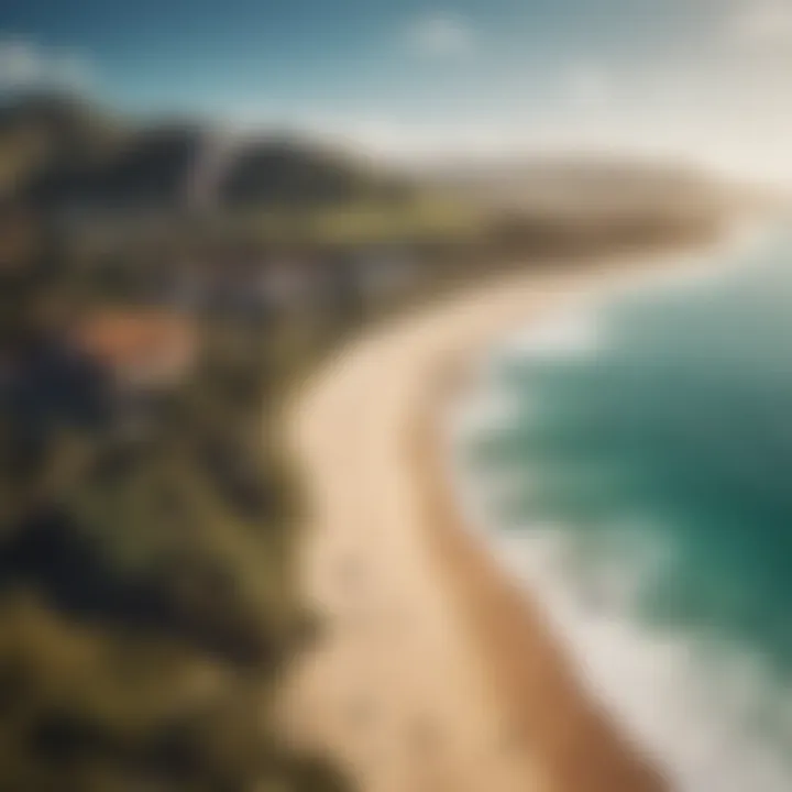 A panoramic view of a stunning kiteboarding beach