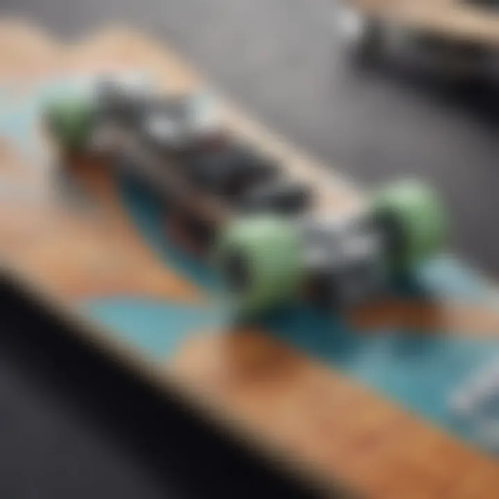 Close-up of diverse design techniques used on skateboards, showcasing creativity.