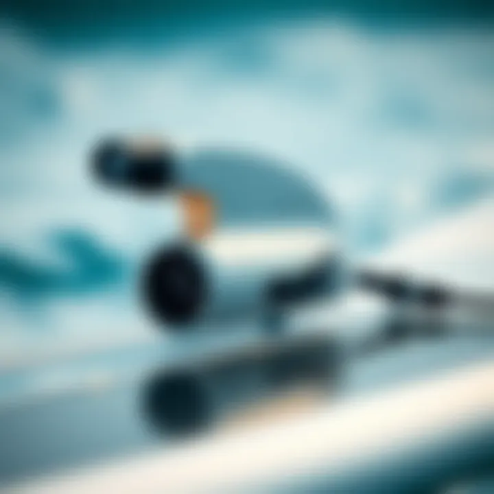 Innovative Jet Propulsion Mechanism Close-up view of the jet propulsion mechanism integrated into a surfboard