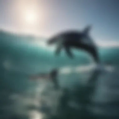 Mother and Calf Bonding A killer whale mother and calf swimming together in their natural habitat