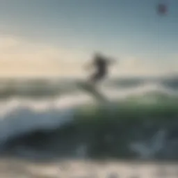 A breathtaking view of kitesurfers gliding over the waves in the Outer Banks