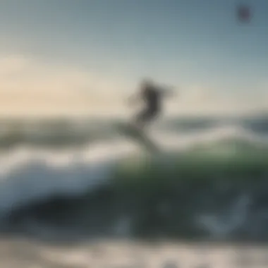 Kitesurfers in Action Over Waves A breathtaking view of kitesurfers gliding over the waves in the Outer Banks