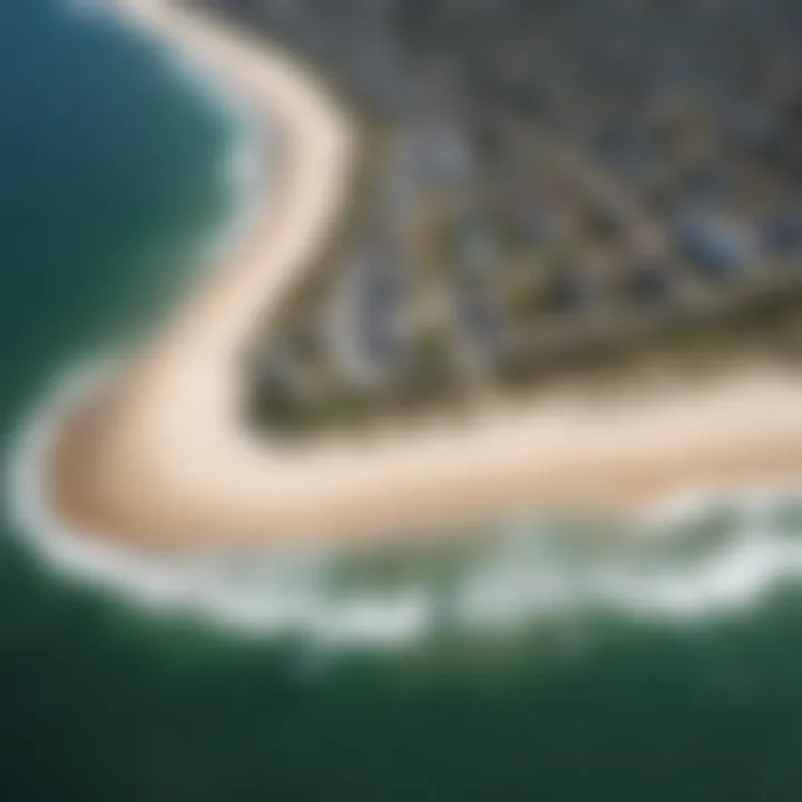 An aerial shot showcasing the unique geography of the Outer Banks coastline