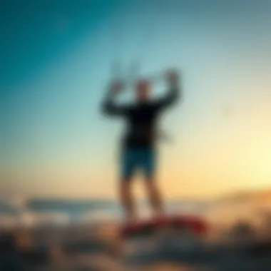 Kitesurfing Techniques An instructor demonstrating kitesurfing techniques on the beach