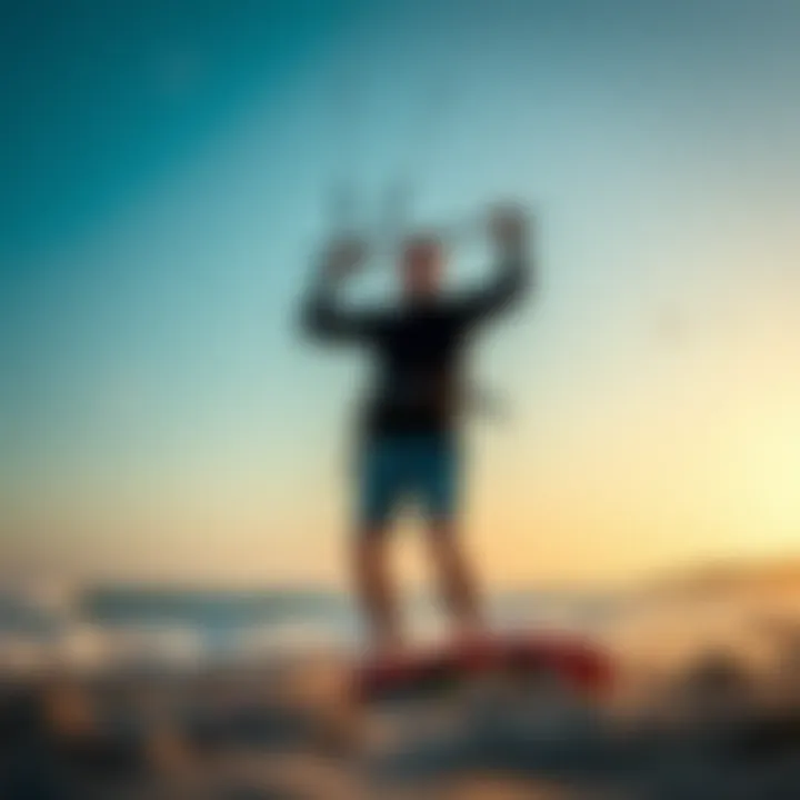Kitesurfing Techniques An instructor demonstrating kitesurfing techniques on the beach