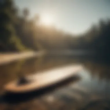 A serene lakeside setting demonstrating the practical usage of lakesurf balance boards.