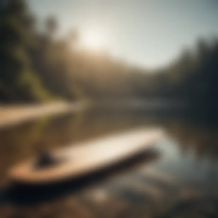 A serene lakeside setting demonstrating the practical usage of lakesurf balance boards.