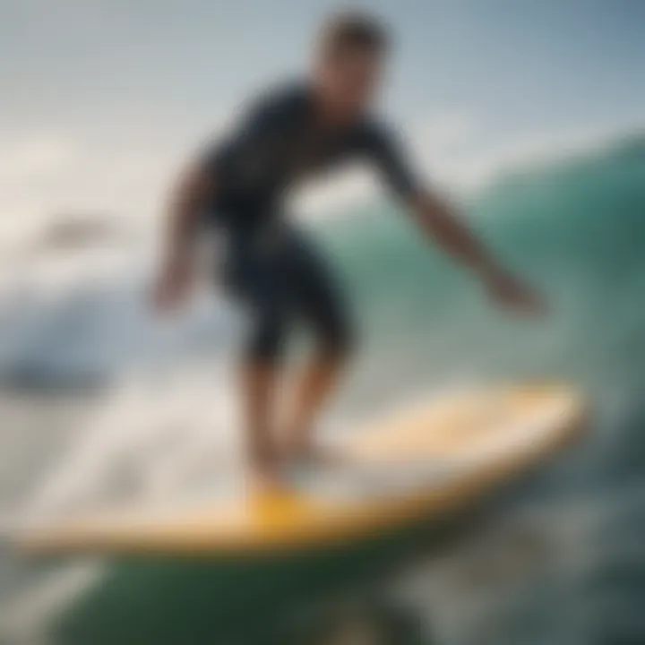 An individual demonstrating various training techniques on a lakesurf balance board.