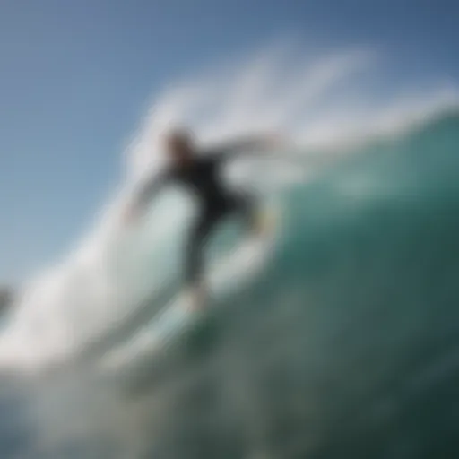 Dynamic view of Liquid Shredder surfboard on a wave