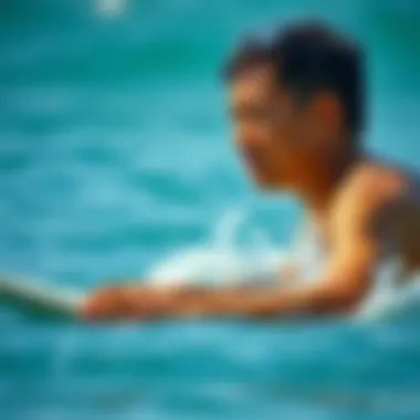 Harnessing Breath Control for Surfing Surfer practicing breath control in the water