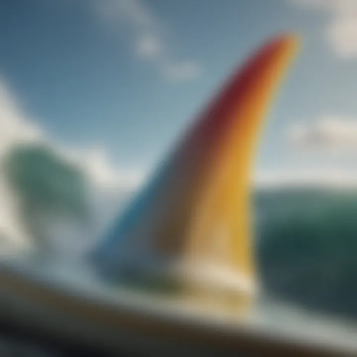 Close-up of surfboard fins and tail, crucial for stability