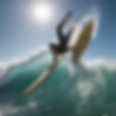 Close-up of surfboard during a backflip maneuver