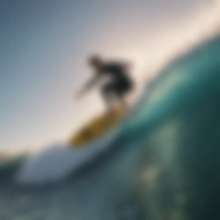 Close-up of a surfboard in mid-air during a backflip