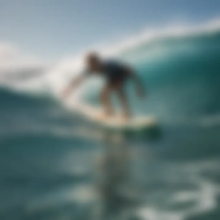 Surfer demonstrating perfect balance on a surfboard.