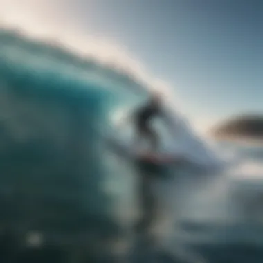 Surfer navigating through ocean waves with confidence.