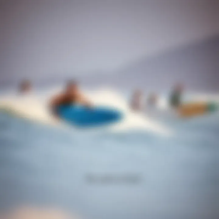 Surfers engaging in a friendly competition at Malibu