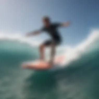 Person riding a motorised surf board in action