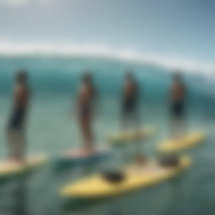 Group of diverse users enjoying motorised surf boards