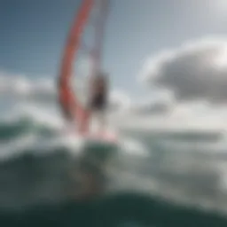 Windsurfer navigating starboard wind