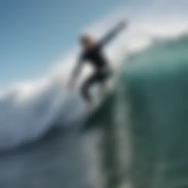 Surfer riding a wave with favorable wind conditions