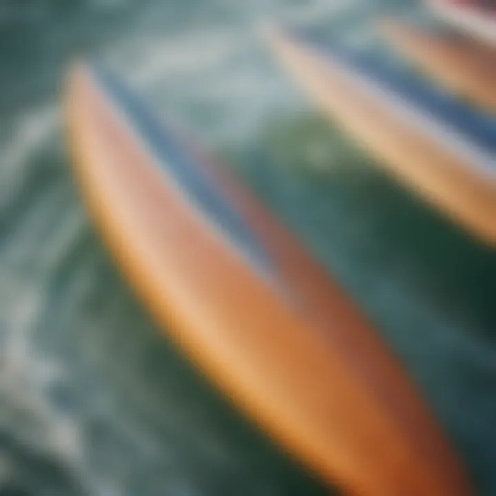 Close-up of different fin materials including fiberglass and plastic