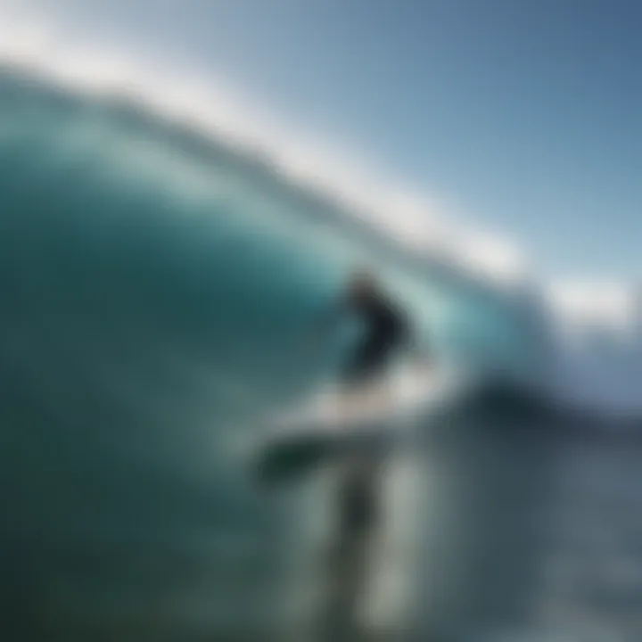 A surfer riding a wave showcasing fin performance
