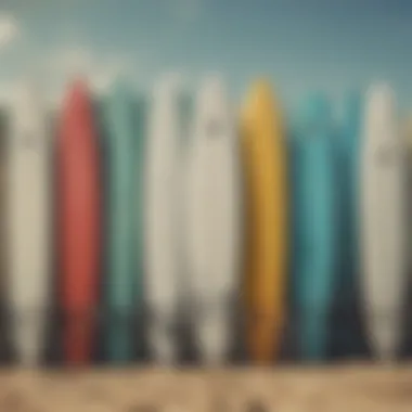 A variety of surfboards lined up on a digital storefront