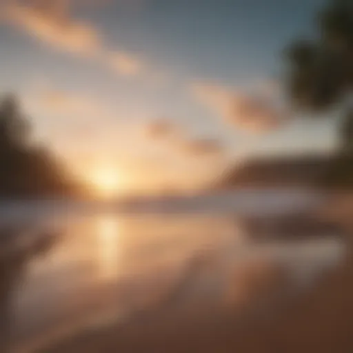 A breathtaking sunset over a serene surf beach