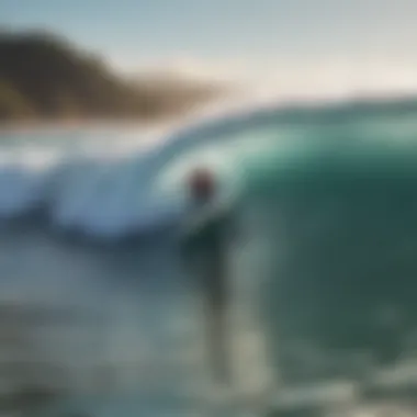 An expert instructor teaching surfing techniques on the waves