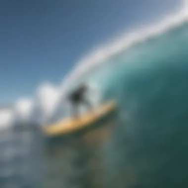 A surfer practicing techniques on a simulator