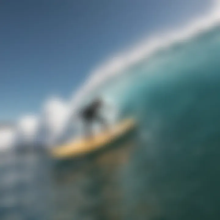 A surfer practicing techniques on a simulator