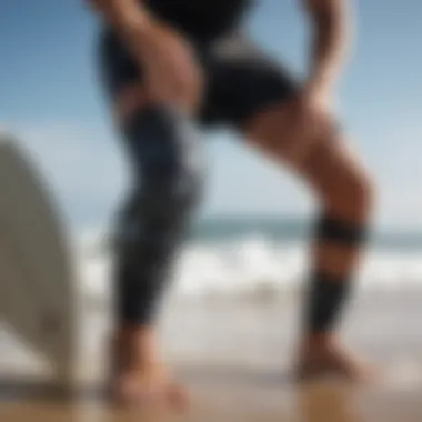 Close-up of various knee brace types suitable for surfing