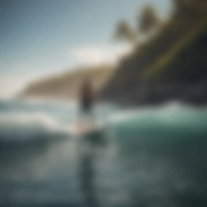 Paddle boarder navigating through calm waters