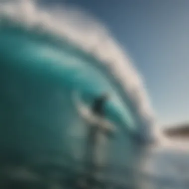 A surfer catching an impressive wave at Porto Escondito.