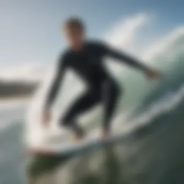 Surfboard enthusiast wearing Reaction wetsuit while riding a wave