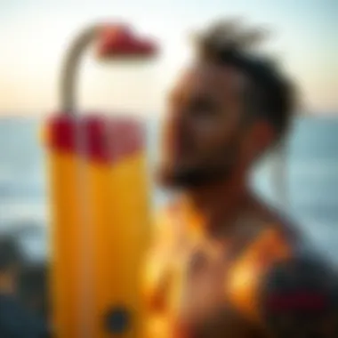Beach Shower Experience User enjoying RinseKit shower at the beach